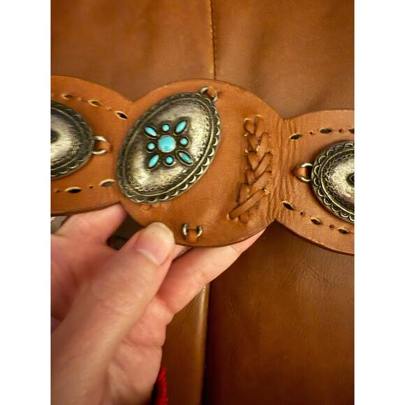 NWT Chicos Western Wow Slouch Belt Concho Tortoise Medallian Belt Brown FLAW - Picture 4 of 5